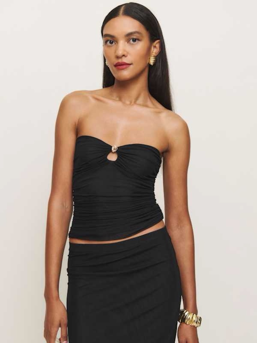 NWT Reformation Myra Knit Top in Black